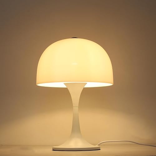 Alpinaluz Lampe de table moderne MEDUSA - 3 lumières G9, base métallique blanche, abat-jour en acrylique haute transmission, design élégant pour chambre, bureau ou table de chevet - 2