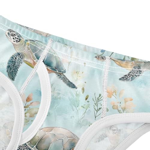 Wusikd Turtle Starfish Boys' Underwear Cotton Watercolor Boys Briefs Soft Toddler Underwear 2T4