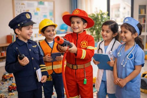 Image of Community Helper Uniform Costume for Kids | Role Play pilot, Traffic police, Navy Fancy Dress for School Functions & Theme Parties