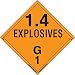 Labelmaster PSR75 Explosive Class 1.4 G Hazmat Placard, Removable Vinyl (Pack of 25)