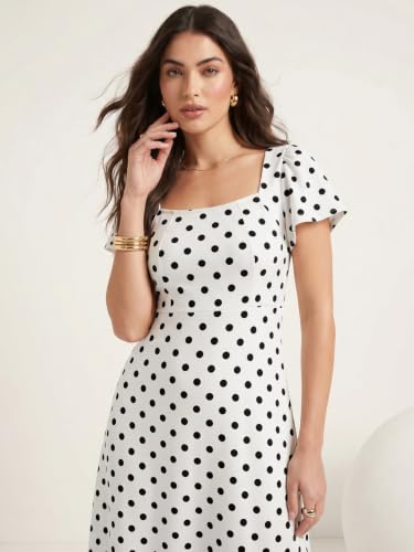 Image of Selvia Women's Polka Dot Short Sleeve Midi Western Dress