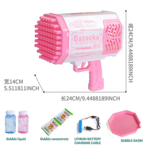 Bubble Gun, 6000+ Bubbles Per Minute Bubbles,69 Holes Large Bubble Machine Rocket Launcher With Colorful Lights, Bubble Machine Guns Toy Gift #TOP6