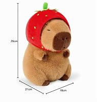shownicer Plüschtier Capybara Kuscheltier Stofftier Kawaii Capybara Plüsch Kissen Spielzeug Wurfkissen Geschenk für Kinder Mädchen 3+ Jahre (Erdbeere, 35cm) – Ansicht 9