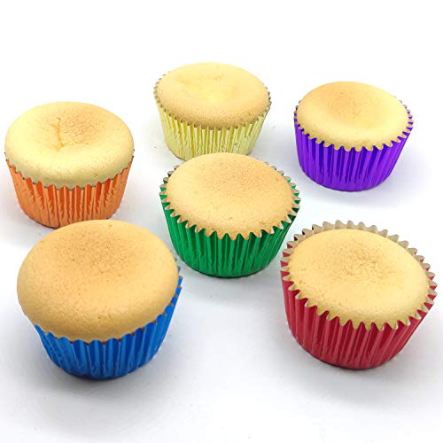Image of Rainbow 6 Bright Colors Standard Cupcake Liners Muffin Foil Paper Baking Cups, 120-Count