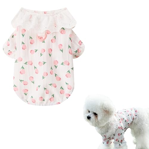 Teumessian Dog Tupli Pattern Shirt With D Ring Dog Floral Clothes For Small Dog Girl Puppy Cat Cute Lightweight Breathable cover