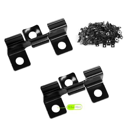 SUPAWAY Lot de 100 Clips pour terrasse 10,5 mm Fermeture pour terrasse en WPC Pince pour terrasse en acier pour terrasse en composite Fixation invisible...