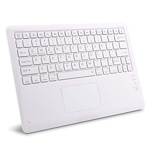 GOOJODOQ Bluetooth-tangentbord med pekplatta, bärbart trådlöst tangentbord med stativ för IOS/Android-surfplattor PC och smartphones (vit) – 12 tum