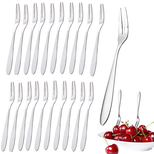 CINY 20 Stück Dessertgabeln, Fruchtgabel aus Edelstahl, Salat, Vorspeise, Kuchengabel-Set, Cocktailgabeln, Muschelgabeln, Krabbengabeln, dekorative Gabeln, für Familien, Restaurants, Bistros und Bars