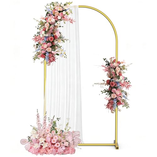 Vowparty 6 FT Wedding Arch Backdrop Stand Gold Metal Arch Stand for Wedding Ceremony Birthday Party Baby Shower Graduation Floral Balloon Decoration