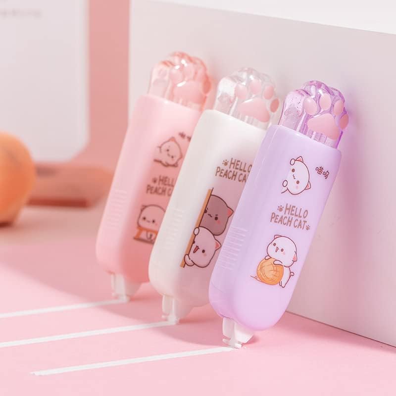 Miniatura 4 de 3 cintas estéticas blancas hacia fuera Kawaii en forma de pata de gato, cintas correctoras Cutecore estacionaria oficina suministros escolares cosas