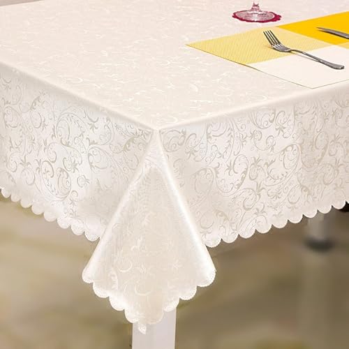 Nappe rectangulaire toile cirée épaisse imperméable anti tache beige A