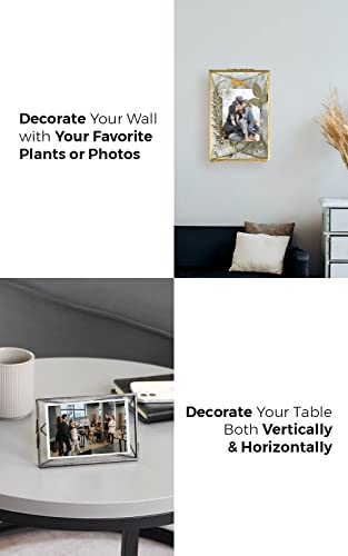 Mhm Glass Floating Frame For Pressed Flowers - Geometric Shaped 4X6 Picture Frame - Modern Hanging Or Tabletop Double Glass Frame For Dried Wildflowers, Photos, And Postcards #TOP1