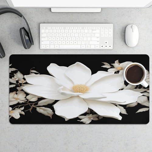 Alfombrilla Blanca Floral Rubber Base Grande 30x60 cm miniatura 5
