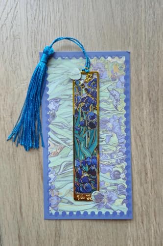 İrlanda Van Gogh Püsküllü Altın Renk Metal Kitap Ayracı, Hediyelik Sanatsal