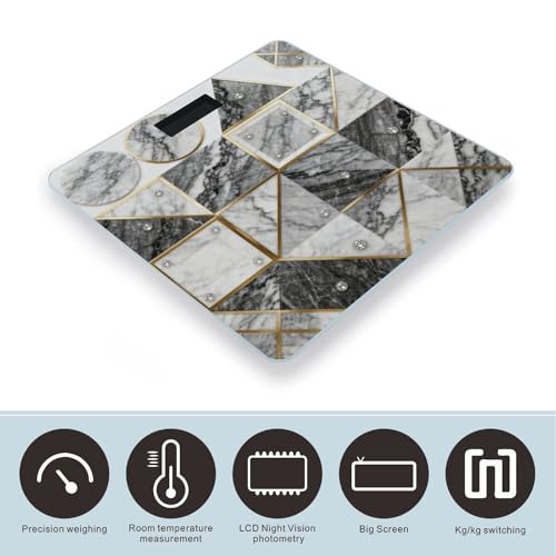Báscula de Baño Digital Geométrica Mármol Precisa y Estable miniatura 3