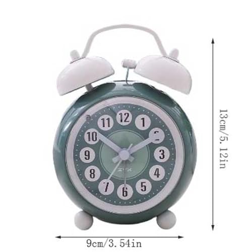 Despertador analógico verde a pilas con luz nocturna para dormitorio 3