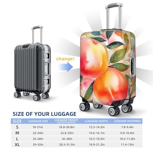 Travel Luggage Cover Suitcase Protector Elastic Washable Colorful Peach Watercolor Design Suitcase Cover Anti-scratch Spandex Baggage Covers Fits 18-32 Inch Luggage2