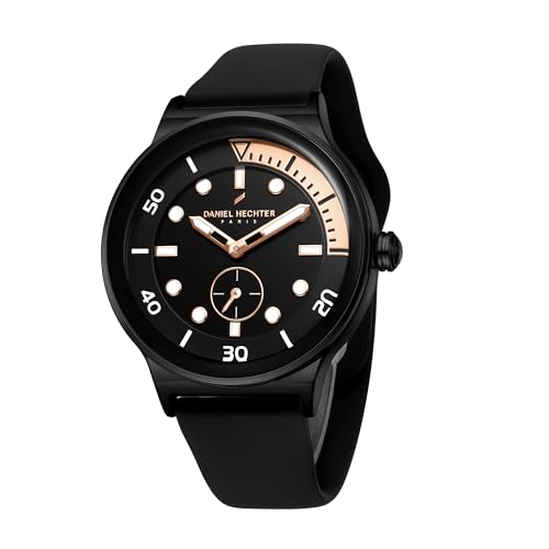 Image of Daniel Hechter Paris Auber Collection Analog Quartz Watch for Men with Round Gloss Dial, Small Seconds Sub-Dial & Silicone Strap