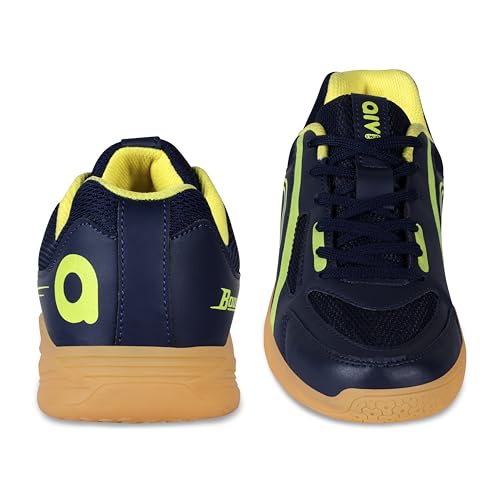 Aivin Booster Court Badminton Shoe |Non Marking Badminton Shoe | Lightweight & Durable Badminton Shoe | Also Perfect for Squash, Table Tennis, Volleyball, Basketball & Indoor Sports For Men & Women (Navy/Yellow, UK Footwear Size System, Adult, Men, Numeric, Medium, 8) 7 41ZgmkjcdaL