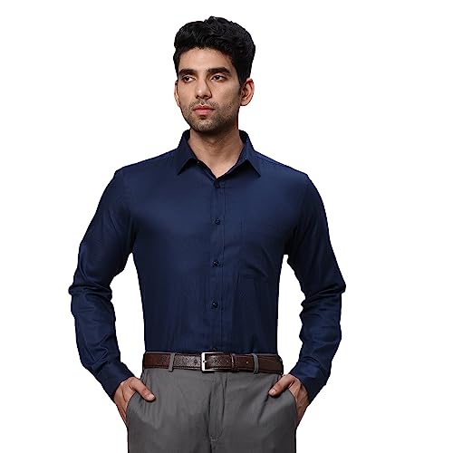 Image of Raymond Men's Pure Cotton Solid Pattern Slim Fit Semi Cutaway Collar Full Sleeve Formal Shirt