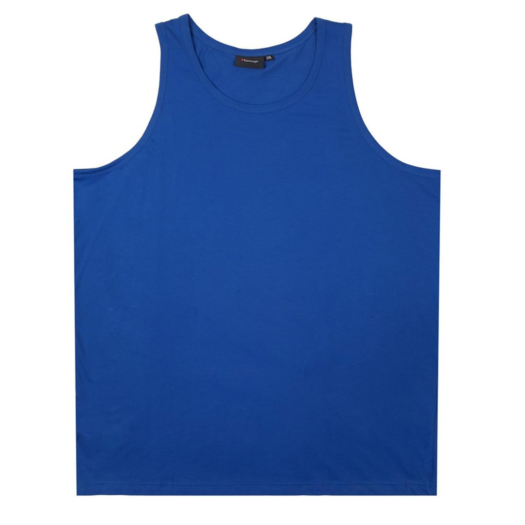 Espionage Men's Navy Vest Plain Casual Wear Summer Cotton Crew Neck Top 2XL-8Xl T017 (Uk, Alpha, 8XL, Plus, Regular, )