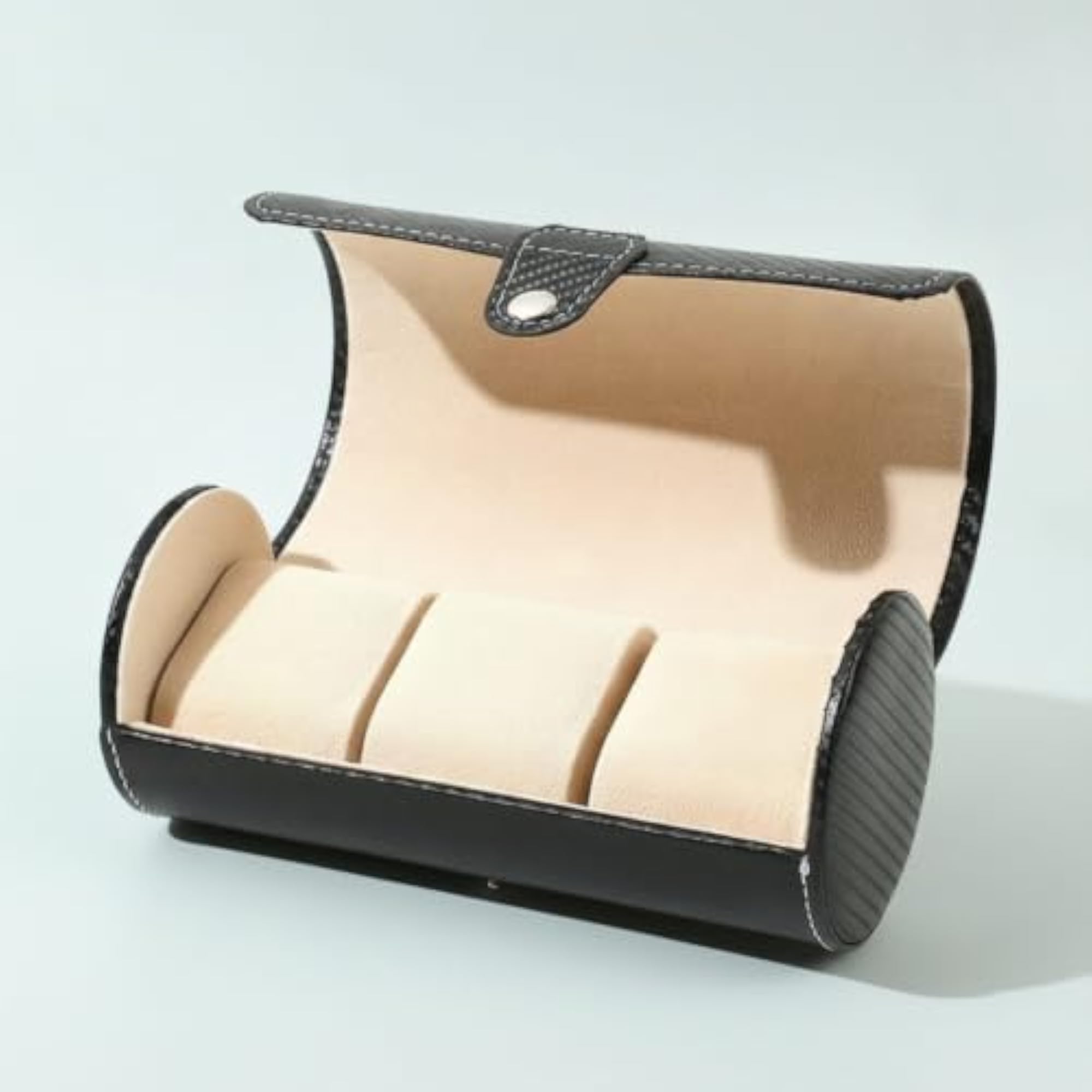 3-Slot Watch Roll Faux Leather Storage Case