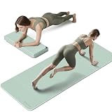 PAIDU Foldable Fitness Yoga Mat | 2/5' (10MM) Extra Thick | SGS Certified Non-Slip TPE | 76x26' Extra Long-Wide | Portable & Easy Store | for Yoga, Pilates, Home Gym & Full-Body Workouts (Matcha green + black)