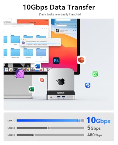 Image of ORICO MiniDock Mac mini M4 Dock and Stand with 2TB M.2 SSD, 2xUSB A 10Gbps, SD /TF Card Slots, 3.5mm Audio, for Mac mini M4 and M4 Pro 2024(VSE-2TB)