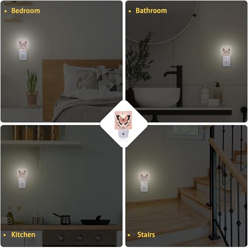 Image of Butterfly Night Light, Boho Butterfly Flower Plug-in Wall Led Night Lights Decor for Boys Girls Room Decor,Nightlights with Light sensors 0.5W