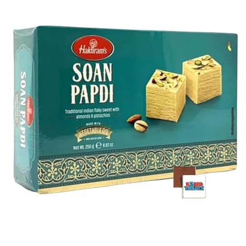 Haldiram Indian Sweets Soan Papdi 250g-500g Popular Indian Sweet For Every Occasions Rich Flavour/Dessert/Sweet Gifts/Festival/Celebrations Boxed Treatz (250g Soan Papdi)