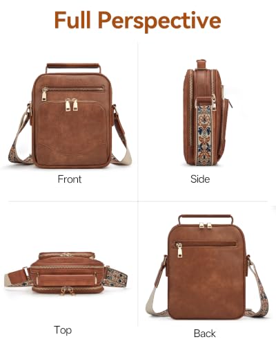 Image of Large Crossbody Bags for Women,Boho Strap Vegan Leather Purse | Built-in Wallet RFID Womens Crossbody Purse,Structured, Multi Pockets, Versatile Shoulder Bag for Travel,commuting,daily