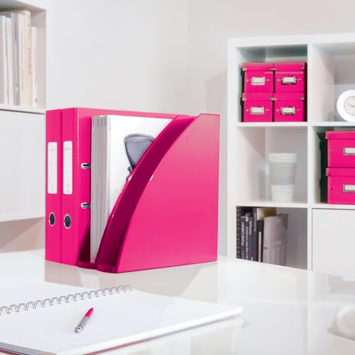Leitz WOW Collegeblock A5 kariert, 160 Seiten, 80 Blatt FSC-zertifiziertes Papier 80 g/m², Doppelspiralbindung, PP-Einband, Notizbuch mit Sichthülle und Lineal, Für Büro oder Schule, Pink, 46410023