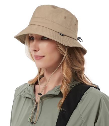 Creekstone Sun Hats for Women Men UV Protection Bucket Hat Waterproof Rain Hat UPF50 Packable Summer Hiking Fishing Hat (US, Alpha, One Size, Khaki)