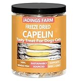 JADINGSFARM Freeze Dried Capelin with Roe for Cats & Dogs, Whole Fish Dog & Cat Treats - Single Ingredient, High Protein, Rich in Omega 3 for Skin & Coat Health, Grain-Free, Wild-Caught 3.8 oz