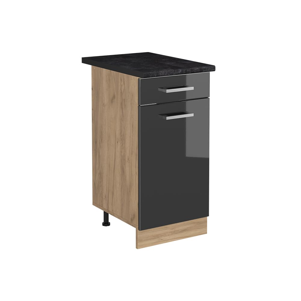 Vicco Kitchen base cabinet Raul, Anthracite high gloss/Goldkraft oak 40 cm — image 1