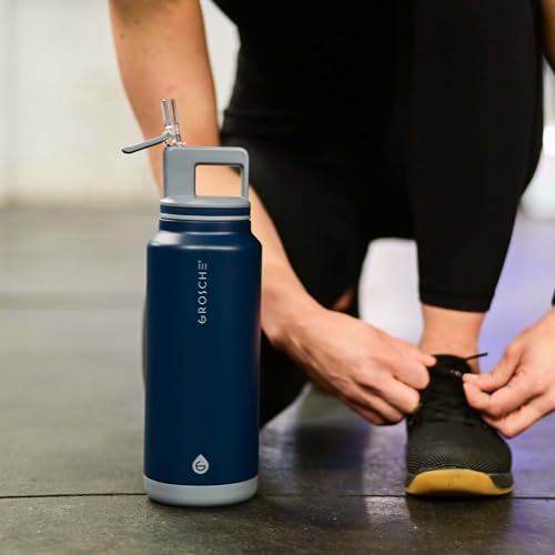 GROSCHE Alpine Flip n' Sip 40 oz Insulated Water Bottle - Stainless Steel, Leakproof Flask with Straw - Perfect for Gym, Travel & Outdoor Use - Keeps Water Cold up to 60 hrs - Mountain Blue by GROSCHE - Image 7
