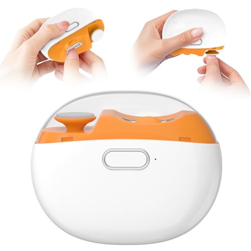Coupe Ongle Electrique 2 en 1, Nouveau Lime a Ongle Electrique Automatique à 2 Vitesses, Coupe Ongles avec Polissage Lumière LED et Rangement, Faible bruit, Pour Bébés, Adultes, Personnes Âgées-Orange