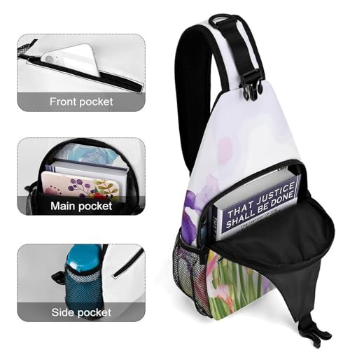 Iris Flower Butterfly Trendy Sling Bag Crossbody Sling Backpack Daypack for Outdoors Hiking Traveling4