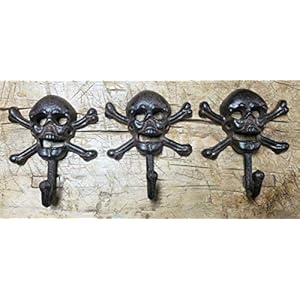 Miabe cast iron supplies for skull and crossbones towel hanger coat hat hooks hook pirate jolly roger for home decorbrown  urban country home decor