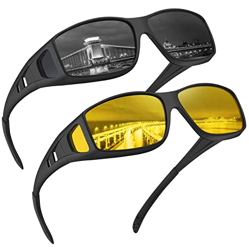 Night Driving Glasses Night Vision Glasses Fit Over Glasses Sunglasses for Men Polarized Sunglasses