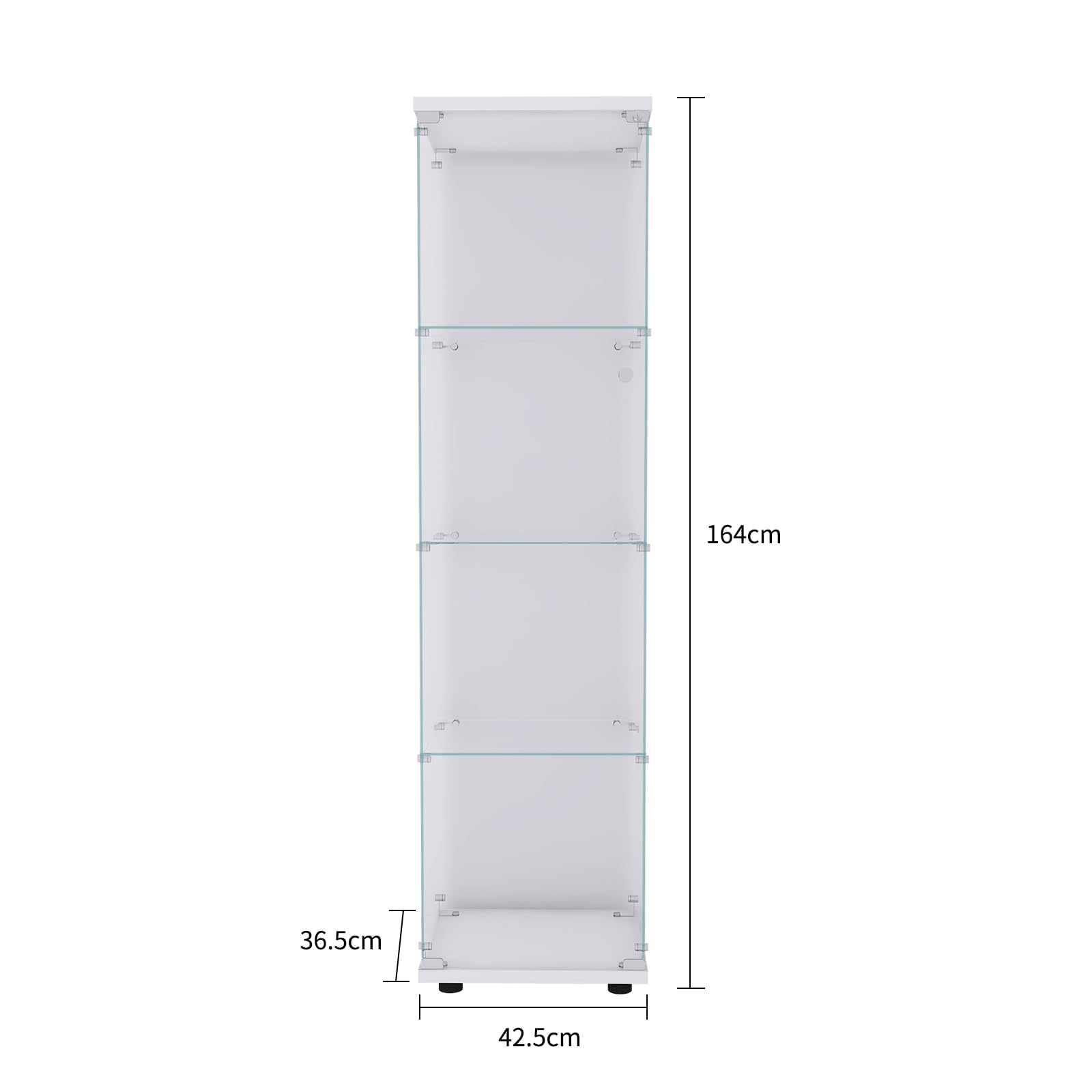 Vetrina in vetro per soggiorno, 164 x 42,5 x 36,5 cm, vetrina in vetro con serratura e porta, 4 ripiani, trasparente, grande, vetrina da collezione per soggiorno (4 strati