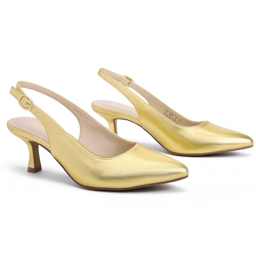 Image of Ankis Women's Slingback Kitten Heels Closed Pointed Toe 2.5in Dress Pumps
