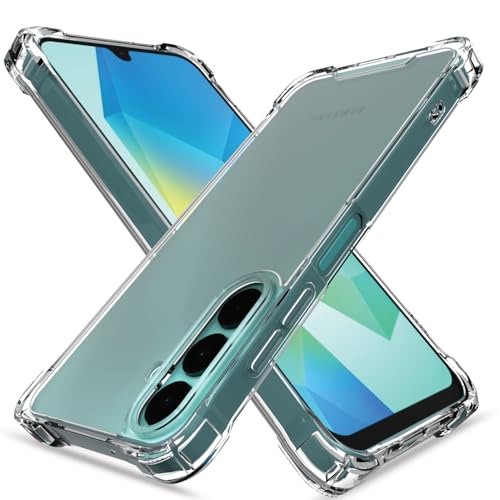 Image of Amazon Basics Back Cover for Samsung Galaxy A16 5G PC + TPU Clear Transparent Raised Edges Shockproof Protective Phone Bumper Case(Transparent)