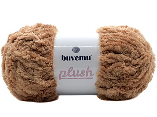 Buvemu Plush Faux Fur Bulky Yarn, Super Soft Fluffy Fuzzy For Knitting Crocheting Crafting, 100 Gram (3.53 Ounces) 109 Yards (100 Meters) (Camel) #TOP8