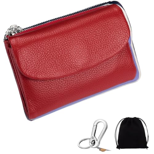 Joyfullygo Wallet, Relevantk Unisex Pebble Leather Wallet, 5.3 In Genuine Leather Coin Card Holder, Can Hold Coins, Id Cards (Red)
