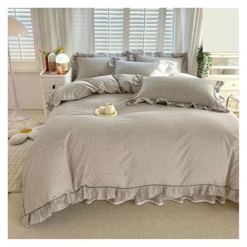 Housse de couette en coton à volants pour lit Queen et King size - 5