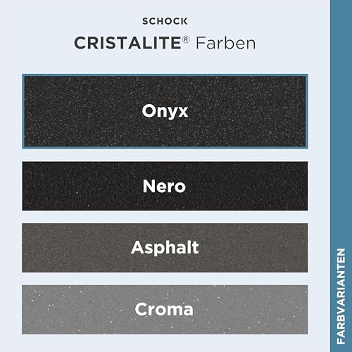 SCHOCK Küchenspüle Formhaus D-150L Onyx 100x50 cm – CRISTALITE® mit 1 ½ Becken und Abtropffläche – Einbauspüle ab 60 cm Unterschrank – Pflegeleichte, robuste Quarzkomposit-Oberfläche