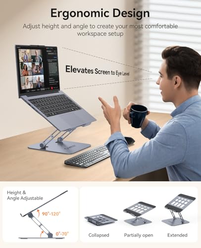 ORICO Ergonomic Laptop Stand for Desk, Height Adjustable Riser, ST11-Gray - image 2