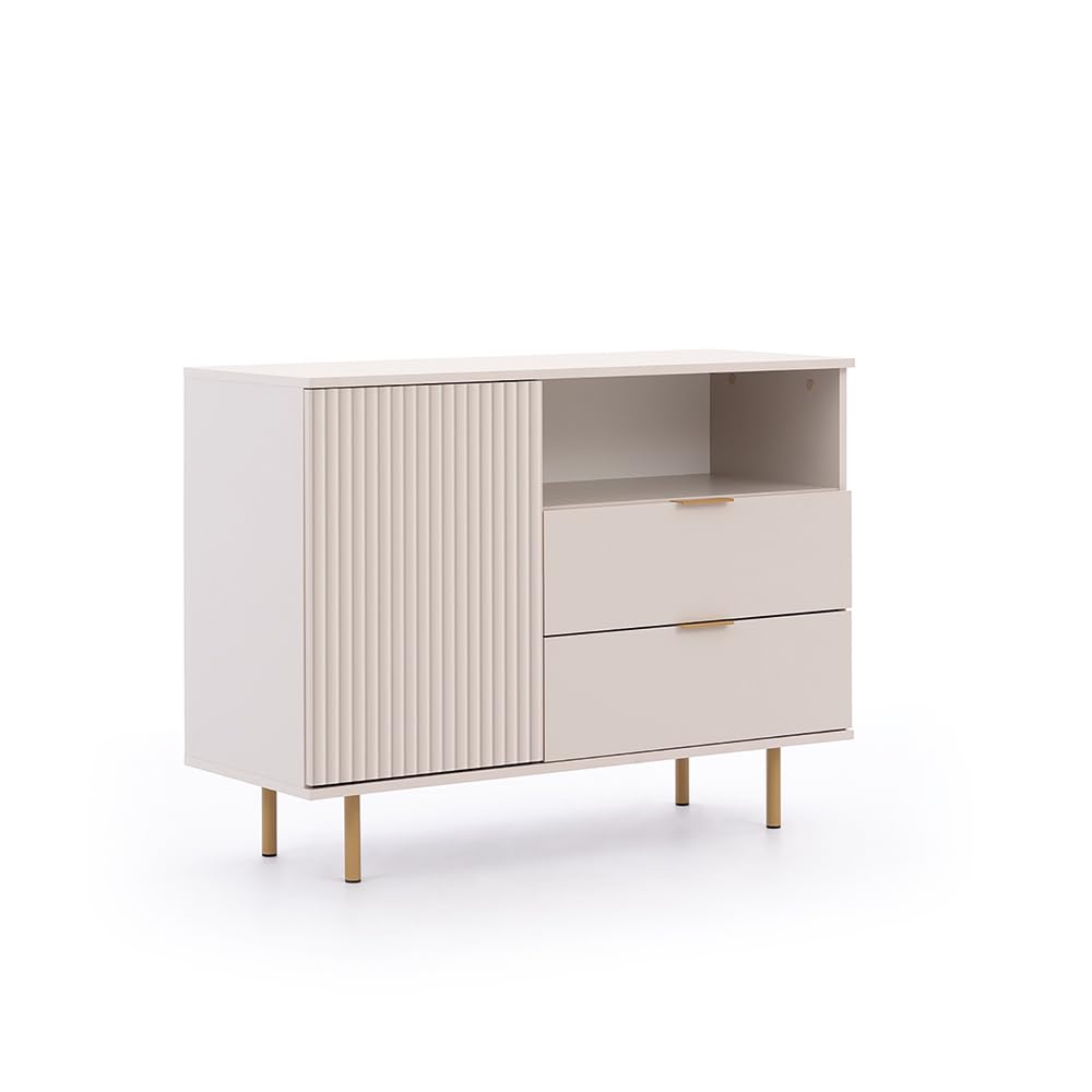 Lomadox Wohnmöbel Set Wohnwand Kaschmir 3-teilig modern 1 Kommode, 1 Lowboard, 1 Vitrine