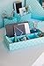 BLU MONACO Teal Desk Organizer Set - 4 Piece Desktop Cubicle Decor - Letter & Mail Organizer, Pen Cup, Magazine File Holder, Aqua